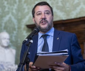 epa07612798 Italian Deputy Premier and Interior Minister, Matteo Salvini, speaks during a press conference at the Senate in Rome, Italy, 30 May 2019. Salvini said that he was confident the government's reply to a letter from the European Commission about its fiscal policy will avert the opening of an infringement procedure. "This morning I had an hour and a half of talks with the Economy Minister (Giovanni Tria) about the letter, which we will respond to politely with positive numbers that will shelter us from other letters or infringement procedures," the League leader told.  EPA/CLAUDIO PERI