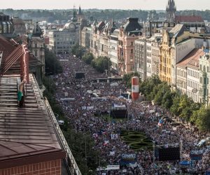 epa07625820 Thousands of demonstrators gather to protest against Czech Prime Minister Andrej Babis and new Minister of Justice at the Wenceslas Square in Prague, Czech Republic, 04 June 2019. Babis is suspected of alleged misuse of EU subsidies in a total of 50 million Czech crowns (1.9 milion euro) which were invested into the Capi hnizdo (Stork's Nest) farm in Central Bohemia. The EU's fraud office OLAF is investigating the case. In additional, last week Czech media reported, the European Commission sent an audit to the Czech authorities that Czech Prime Minister Andrej Babis is in a conflict of interests due to continuing ties with his businesses.  EPA/MARTIN DIVISEK