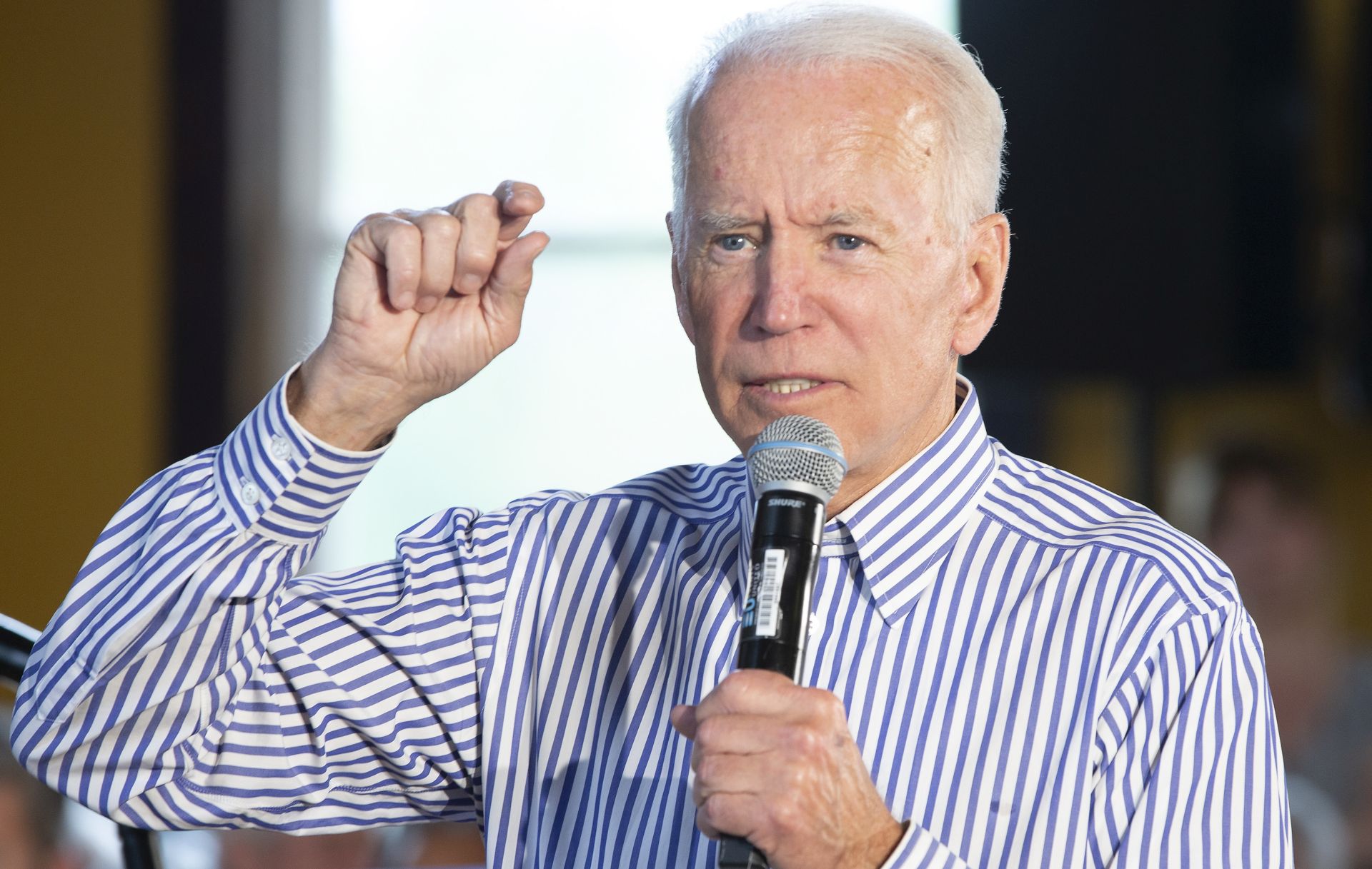 epa07625770 Democratic candidate for United States President, Former Vice President Joe Biden, addresses voters at the Berlin Town Hall in Berlin, New Hampshire, USA 04 June 2019. Biden is on a multi-stop tour of New Hampshire.  EPA/CJ GUNTHER