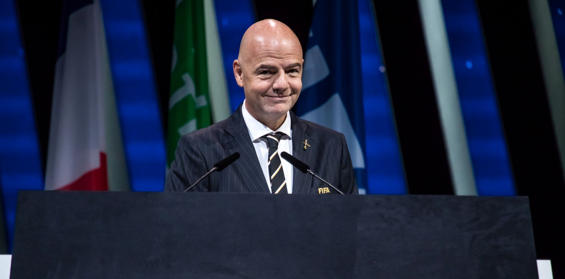 epaselect epa07626824 FIFA President Gianni Infantino at the start of the 69th FIFA Congress in Paris, France, 05 June 2019. Infantino is due to be re-elected for a second term as the head of FIFA.  EPA/CHRISTOPHE PETIT TESSON