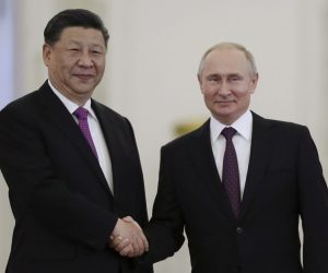 epa07627538 Russian President Vladimir Putin (R) shakes hands with Chinese President Xi Jinping (L) during their meeting at the Kremlin in Moscow, Russia, 05 June 2019. Chinese President is on a state visit in Russia.  EPA/EVGENIA NOVOZHENINA / POOL
