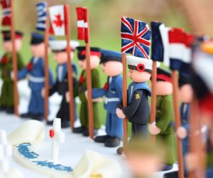 epa07627858 A handout picture provided by the British Ministry of Defence showing a D Day 75 commemorative cake, on display at the commemorations for the 75th Anniversary of the D-Day landings in Southsea Common, Portsmouth, Hampshire, Britain, 05 June 2019. Britain's Queen Elizabeth II will join US President Donald J. Trump and other World leaders from nations that fought alongside Britain to mark the 75th anniversary of the World's largest seaborne military invasion which was assembed in ports in southern England on 05 June 1944 and set off for the coast of Normany, France on 06 June 1944. World leaders are to attend memorial events in Normandy, France on 06 June 2019 to mark the 75th anniversary of the D-Day landings, which marked the beginning of the end of World War II in Europe.  EPA/OWEN COOBAN / BRITISH MINISTRY OF DEFENCE/HANDOUT MANDATORY CREDIT: MOD /CROWN COPYRIGHT HANDOUT HANDOUT EDITORIAL USE ONLY/NO SALES