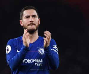 epa07634104 (FILE) - Chelsea's Eden Hazard reacts after the English Premier League soccer match Arsenal vs Chelsea at the Emirates Stadium in London, Britain, 19 January 2019 (reissued on 07 June 2019). Real Madrid announced on 07 June 2019 the signing of Eden Hazard from Chelsea FC. The Belgium's player has signed a contract till the 30th of June 2024.  EPA/ANDY RAIN EDITORIAL USE ONLY. No use with unauthorized audio, video, data, fixture lists, club/league logos or 'live' services. Online in-match use limited to 120 images, no video emulation. No use in betting, games or single club/league/player publications *** Local Caption *** 54914367