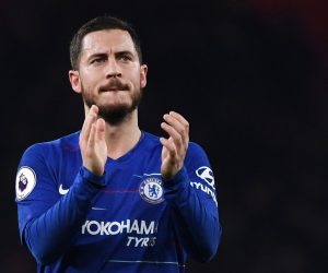 epa07634104 (FILE) - Chelsea's Eden Hazard reacts after the English Premier League soccer match Arsenal vs Chelsea at the Emirates Stadium in London, Britain, 19 January 2019 (reissued on 07 June 2019). Real Madrid announced on 07 June 2019 the signing of Eden Hazard from Chelsea FC. The Belgium's player has signed a contract till the 30th of June 2024.  EPA/ANDY RAIN EDITORIAL USE ONLY. No use with unauthorized audio, video, data, fixture lists, club/league logos or 'live' services. Online in-match use limited to 120 images, no video emulation. No use in betting, games or single club/league/player publications *** Local Caption *** 54914367