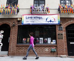 epa07663424 A view of the front of the Stonewall Inn, a bar in the Greenwich Village neighborhood of New York, New York, USA, 17 June 2019 (issued 21 June 2019). In 1969, a police raid the Stonewall Inn to enforce laws against selling alcohol to 'homosexuals' sparked large protests in the city's gay community, known as the 'Stonewall Uprising', which became the start of the L.G.B.T. civil rights movement in the United States. The bar and the nearby park were designated as the Stonewall National Park by the federal government in 2016, becoming the first national park dedicated to the gay rights movement. The 50th anniversary of the Stonewall Uprising is being commemorated this year as part of LGBT (lesbian, gay, bisexual, and transgender) Pride Month observations.  EPA/JUSTIN LANE