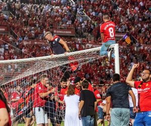 epa07669837 Mallorca FC fans celebrate the promotion of their team to first division after their victory against Deportivo de la Coruna in Palma de Mallorca, Spain, 23 June 2019 (issued 24 June 2019). Mallorca FC managed the promotion to the first division league after beating Deportivo de la.  EPA/CATI CLADERA