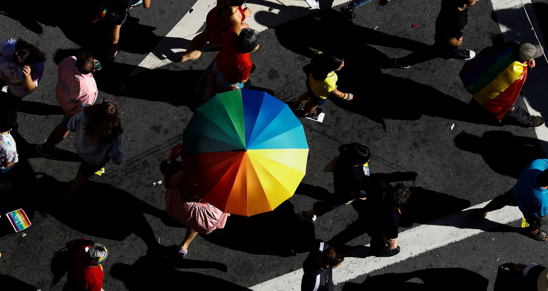 epaselect epa07669220 People participate in the 23rd edition of the LGBT Pride Parade, on Paulista Avenue in Sao Paulo, Brazil, 23 June 2019. Thousands of people gathered this Sunday at the iconic Paulista Avenue, the most emblematic street in Sao Paulo, to celebrate the LGBT Pride 2019, which in its twenty-third edition pays tribute to the 50 years of the Stonewall conflict, a milestone in the struggle for the rights of this group.  EPA/MARCELO CHELLO
