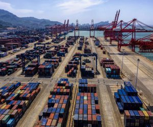 epa07681959 An aerial view of the port and logistics hub in Lianyungang, Jiangsu Province, China, 20 May 2019, issued 29 June 2019. Media reports on 29 June 2019 state that US President Donald J. Trump and Chinese President Xi Jinping reached an agreement on the sidelines of the G20 summit in Japan to resume trade negotiations. Trump said the US would not impose further tariffs in a trade war stating, 'trade talks back on track.'  EPA/ALEKSANDAR PLAVEVSKI