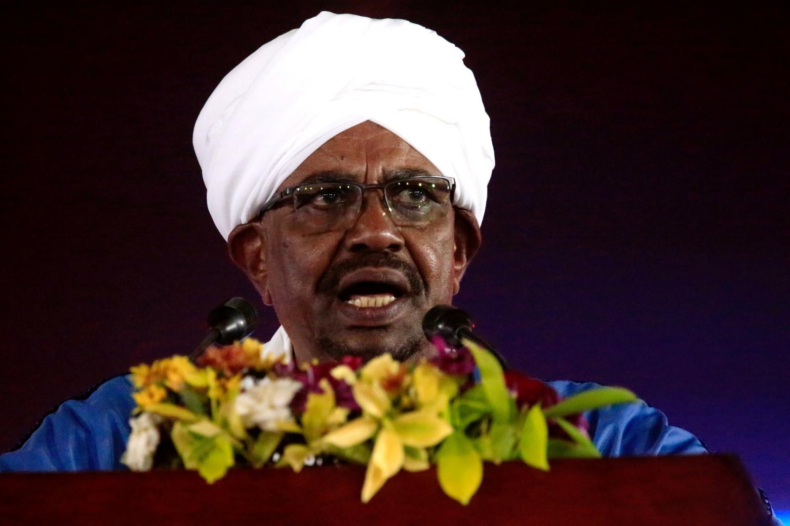 FILE PHOTO: Sudan’s President Omar Al Bashir addresses the nation during the 62nd Anniversary Independence Day at the Palace in Khartoum FILE PHOTO: Sudan’s President Omar Al Bashir addresses the nation during the 62nd Anniversary Independence Day at the Palace in Khartoum, Sudan December 31, 2017. REUTERS/Mohamed Nureldin Abdallah/File Photo Mohamed Nureldin Abdallah