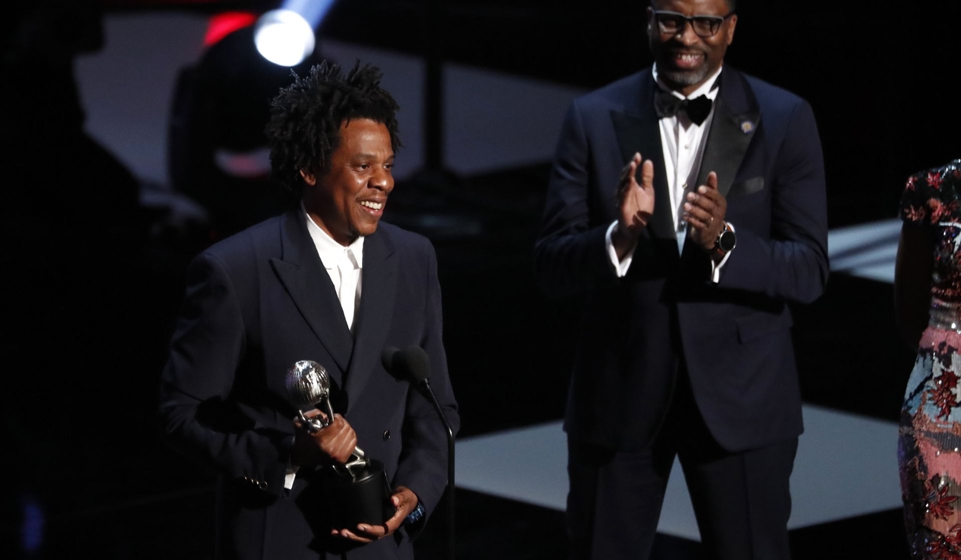 50th NAACP Image Awards - Show - Los Angeles, California, U.S. 50th NAACP Image Awards - Show - Los Angeles, California, U.S., March 30, 2019 - Jay-Z accepts the President's Award from NAACP President Derrick Johnson (R). REUTERS/Mario Anzuoni MARIO ANZUONI