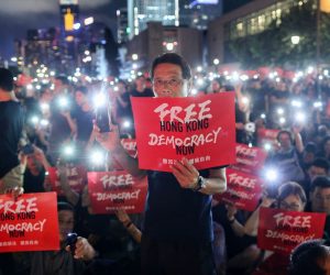 epa07674946 Protesters use the light on their mobile phones during a rally themed 'Free Hong Kong, democracy now' in Hong Kong, China, 26 June  2019. Thousands took part in the rally, hosted by the Civil Human Rights Front, demanding the full withdrawal of the extradition bill, retraction of characterisation of the June 12 protest as a 'riot,' an investigation into alleged police violence, to absolve all arrested protesters, and the resignation of Hong Kong Chief Executive Carrie Lam.  EPA/CHAN LONG HEI