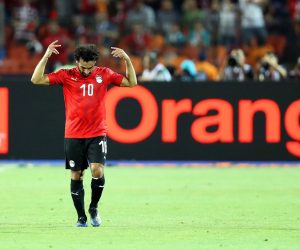 epa07675771 Egypt's Mohamed Salah celebrates after scoring the 2-0 lead during the 2019 Africa Cup of Nations (AFCON) group A soccer between Egypt and DR Congo in Cairo, Egypt, 26 June 2019.  EPA/SAMUEL SHIVAMBU
