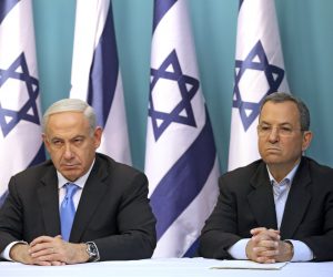 epa07676305 (FILE) - Israeli Prime Minister Benjamin Netanyahu (L) sits next to then Israeli Defense Minister Ehud Barak (R) during a press conference at the prime minister's office in Jerusalem, Israel, 21 November 2012 (reissued 27 June 2019). Former Israeli prime minister and defense minister Ehud Barak announced at a press conference on 26 June 2019 his intention to return to political life with a new party in order to challenge Netanyahu in the upcoming 17 September 2019 Israeli legislative election.  EPA/ABIR SULTAN