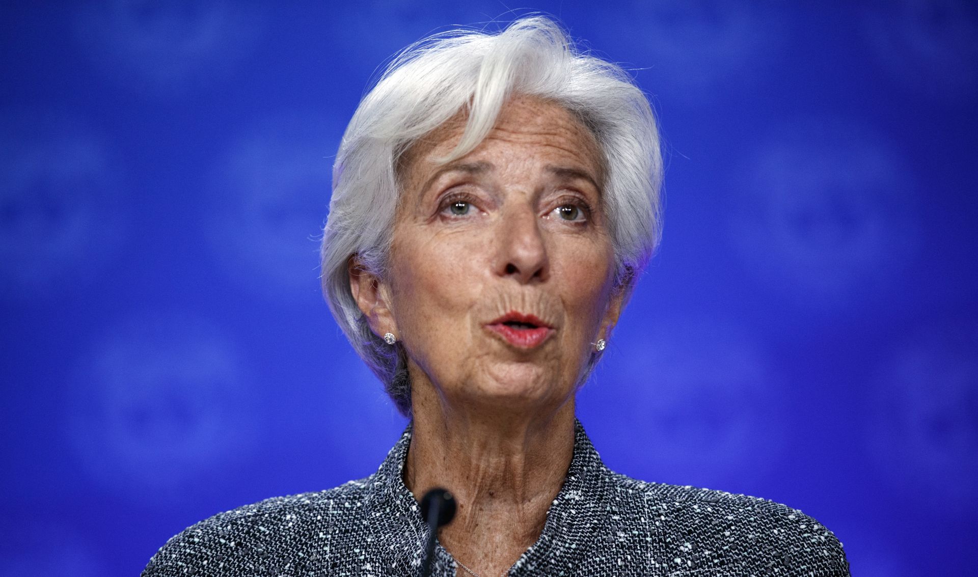 epa07690014 (FILE) - International Monetary Fund Managing Director Christine Lagarde delivers remarks during a press conference on the US economy at the International Monetary Fund headquarters in Washington, DC, USA, 06 June 2019 (reissued 02 July 2019). Reports on 02 July 2019 state French Emmanuel Macron has proposed the current chief of the International Monetary Fund (IMF), Christine Lagarde from France, as head of the European Central Bank (ECB) as European Union leaders continue their discussions in Brussels of how to fill the five important EU posts.  EPA/SHAWN THEW
