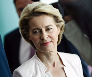 epa07691200 German Defense Minister Ursula von der Leyen prior a cabinet meeting at the Chancellery in Berlin, Germany, 03 July 2019. The previopus day, von der Leyen was surprisingly named as a candidate for the European Commission president.  EPA/CLEMENS BILAN