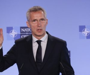 epa07696988 NATO Secretary General Jens Stoltenberg  gives a press briefing at the end of NATO-Russia Council in Brussels, Belgium, 05 July  2019. The meeting was mainly about the Intermediate-Range Nuclear Forces Treaty, or INF Treaty.  EPA/OLIVIER HOSLET