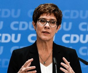 epa07721054 (FILE) Christian Democratic Union (CDU) party chairwoman Annegret Kramp-Karrenbauer speaks during a press conference at the party headquarters in Berlin, Germany, 03 June 2019 (reissued 16 July 2019). According to media reports, Annegret Kramp-Karrenbauer will become new German Defence Minister replacing von der Leyen.  EPA/FILIP SINGER