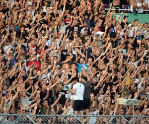 Split, 18.07.2019 - Uzvratna utakmica 1. pretkola nogometne Europske lige Hajduk - Gzira United. Na slici Torcida.                                                                foto HINA/ Mario STRMOTIĆ/ ms
