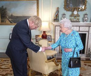 epa07737747 Britain's Queen Elizabeth II welcomes newly elected leader of the Conservative party Boris Johnson during an audience in Buckingham Palace, London, Britain, 24 July 2019 where she invited him to become Prime Minister and form a new government. Former London mayor and foreign secretary Boris Johnson is taking over the post after his election as party leader was announced the previous day. Theresa May stepped down as British Prime Minister following her resignation as Conservative Party leader on 07 June.  EPA/VICTORIA JONES / POOL