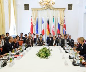 epa07745548 EU director Helga Schmid (2-L) and Iranian Deputy-Foreign Ministers Abbas Araghchi (2-R) attend an extraordinary JCPOA Joint Commission meeting at the Palais Coburg, in Vienna, Austria, 28 July 2019. The JCPOA Joint Commission meeting at a Political Directors' level is chaired on behalf of European Union High Representative Federica Mogherini by European External Action Service (EEAS) Secretary General Helga Maria Schmid and is attended by E3/EU+2 (Germany, France, the United Kingdom, China, Russia) and Iran.  EPA/FLORIAN WIESER