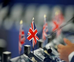 British Union Jack flags are seen on the desks of Members of the Brexit Party during a debate on the last European summit, at the European Parliament in Strasbourg British Union Jack flags are seen on the desks of Members of the Brexit Party during a debate on the last European summit, at the European Parliament in Strasbourg, France, July 4, 2019.  REUTERS/Vincent Kessler VINCENT KESSLER