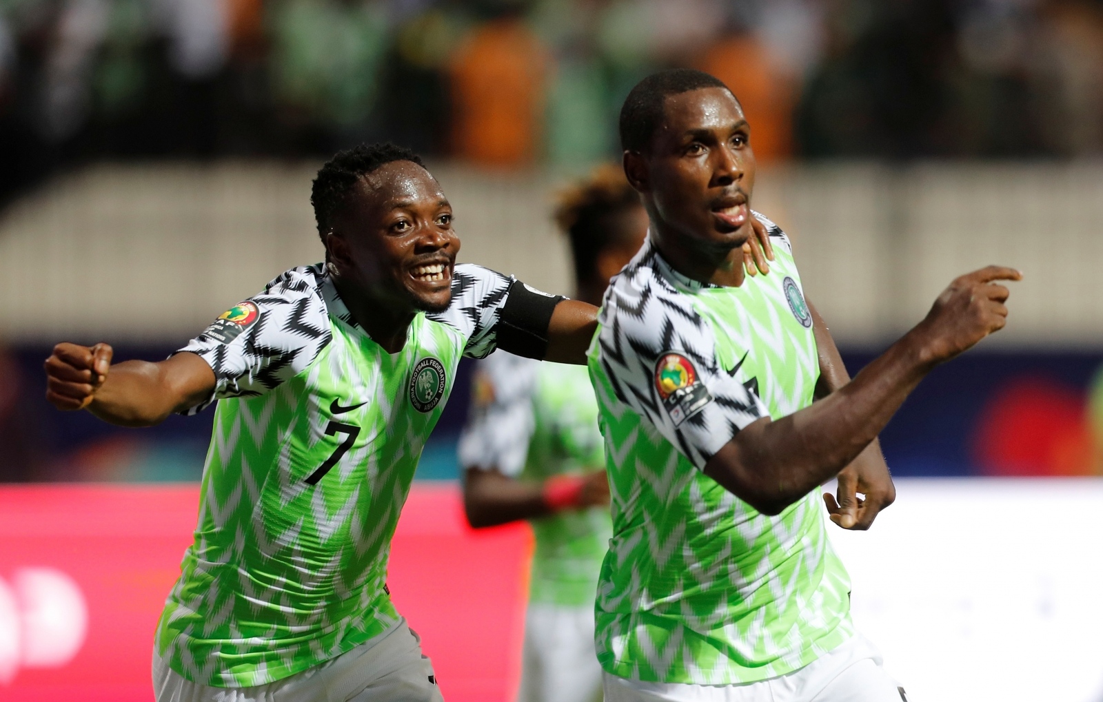 Africa Cup of Nations 2019 - Round of 16 - Nigeria v Cameroon Soccer Football - Africa Cup of Nations 2019 - Round of 16 - Nigeria v Cameroon - Alexandria Stadium, Alexandria, Egypt - July 6, 2019  Nigeria's Odion Ighalo celebrates scoring their second goal with Ahmed Musa     REUTERS/Mohamed Abd El Ghany Mohamed Abd El Ghany