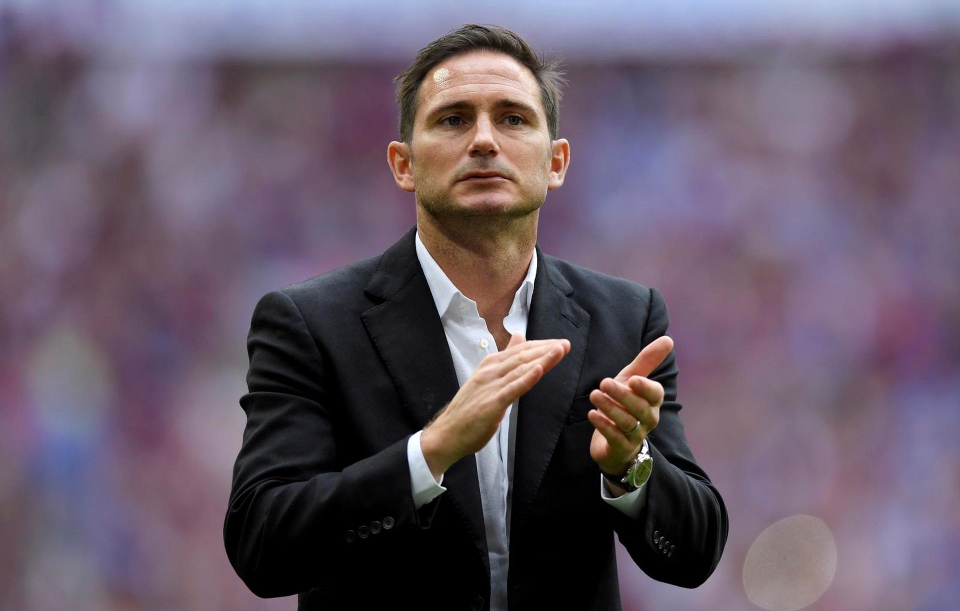 FILE PHOTO: Championship Playoff Final - Aston Villa v Derby County FILE PHOTO: Soccer Football - Championship Playoff Final - Aston Villa v Derby County - Wembley Stadium, London, Britain - May 27, 2019  Derby County manager Frank Lampard looks dejected as he applauds the fans after the match   Action Images via Reuters/Tony O'Brien/File Photo Tony O'Brien