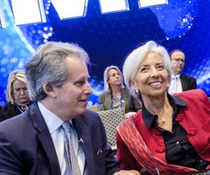 epa07690696 (FILE) - David Lipton, deputy managing director at the International Monetary Fund (L), Managing Director of the International Monetary Fund, Christine Lagarde (C) during the IMF World Bank Spring Meetings at the IMF headquarters in Washington, DC, USA, 21 April 2018 (Reeissued 02 July 2019). David Lipton was named by the IMF board as Interim President after Christine Lagarde stepped down temporarily after she was nominated to head the European Central Bank.  EPA/PETE MAROVICH