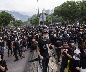 epa07765968 Anti-government protesters during a rally in Tai Po, New Territories, Hong Kong, China, 10 August 2019. Hong Kong has been gripped for weeks by mass protests, which began in June 2019 over a now-suspended extradition bill to China and have developed into an anti-government movement.  EPA/Chan Long Hei
