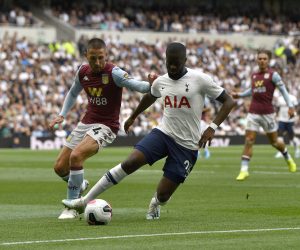 epa07766563 Tottenham Hotspur's Tanguy Ndombele (R) and Aston Villa's Conor Hourihane (L) in action during the English Premier League soccer match between Tottenham Hotspur and Aston Villa at the Tottenham Hotspur Stadium in London, Britain, 10 August 2019.  EPA/NEIL HALL EDITORIAL USE ONLY. No use with unauthorized audio, video, data, fixture lists, club/league logos or 'live' services. Online in-match use limited to 120 images, no video emulation. No use in betting, games or single club/league/player publications