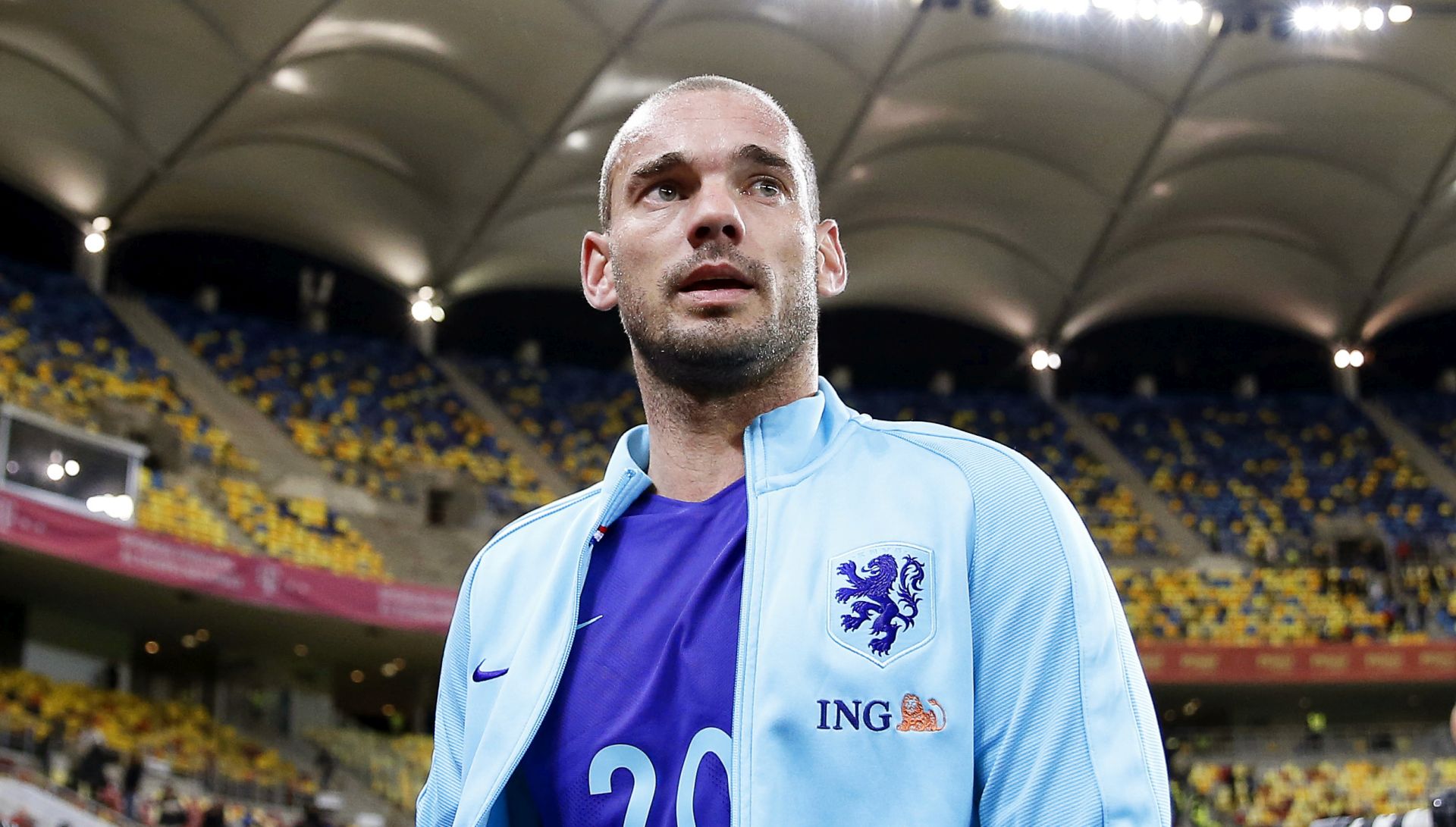 epa07770488 (FILE) - Wesley Sneijder of the Netherlands reacts after the International Friendly soccer match between Romania and the Netherlands at National Arena stadium in Bucharest, Romania, 14 November 2017 (reissued on 12 August 2019). Sneijder announced on 12 August 2019 on FC Utrecht official television his decision to retire from professional soccer and that he will work with the Dutch Eredivisie club.  EPA/ROBERT GHEMENT *** Local Caption *** 53897155
