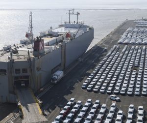 epa07772470 (FILE) - Volkswagen cars for export wait for shipping at the port in Emden, Germany, 09 March 2018 (reissued 14 August 2019). Germany's Federal Statistical Office (Statistisches Bundesamt) announced on 14 August 2019 that the country's gross domestic product (GDP) grew by 0.4 percent in the first quarter of 2019, shrinking by 0.1 percent compared to the previous quarter. Official data showed a decline in exports, amid concerns of a global slowdown.  EPA/DAVID HECKER *** Local Caption *** 54854697