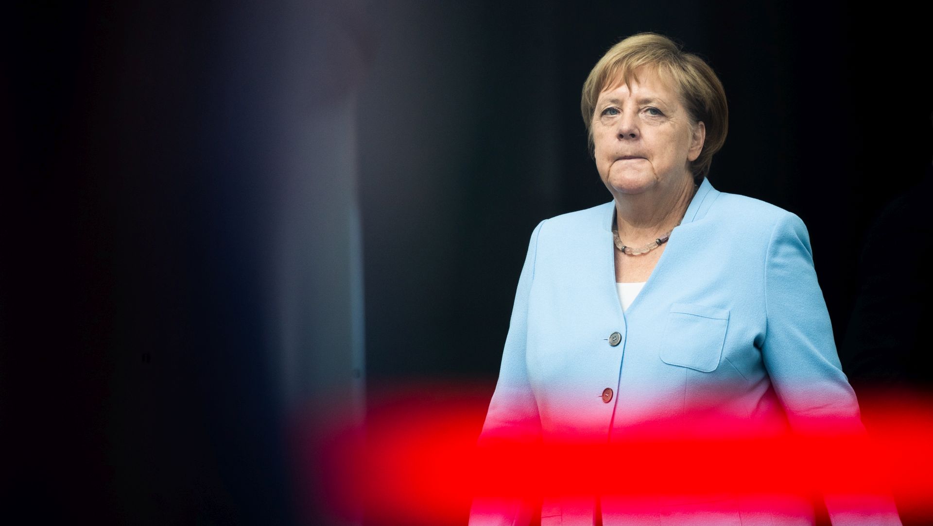 epa07772775 German Chancellor Angela Merkel prior to a reception with military honors at the Chancellery in Berlin, Germany, 14 August 2019. President of the Republic of Lithuania, Gitanas Nauseda visits the German capital to discuss bilateral issues.  EPA/HAYOUNG JEON