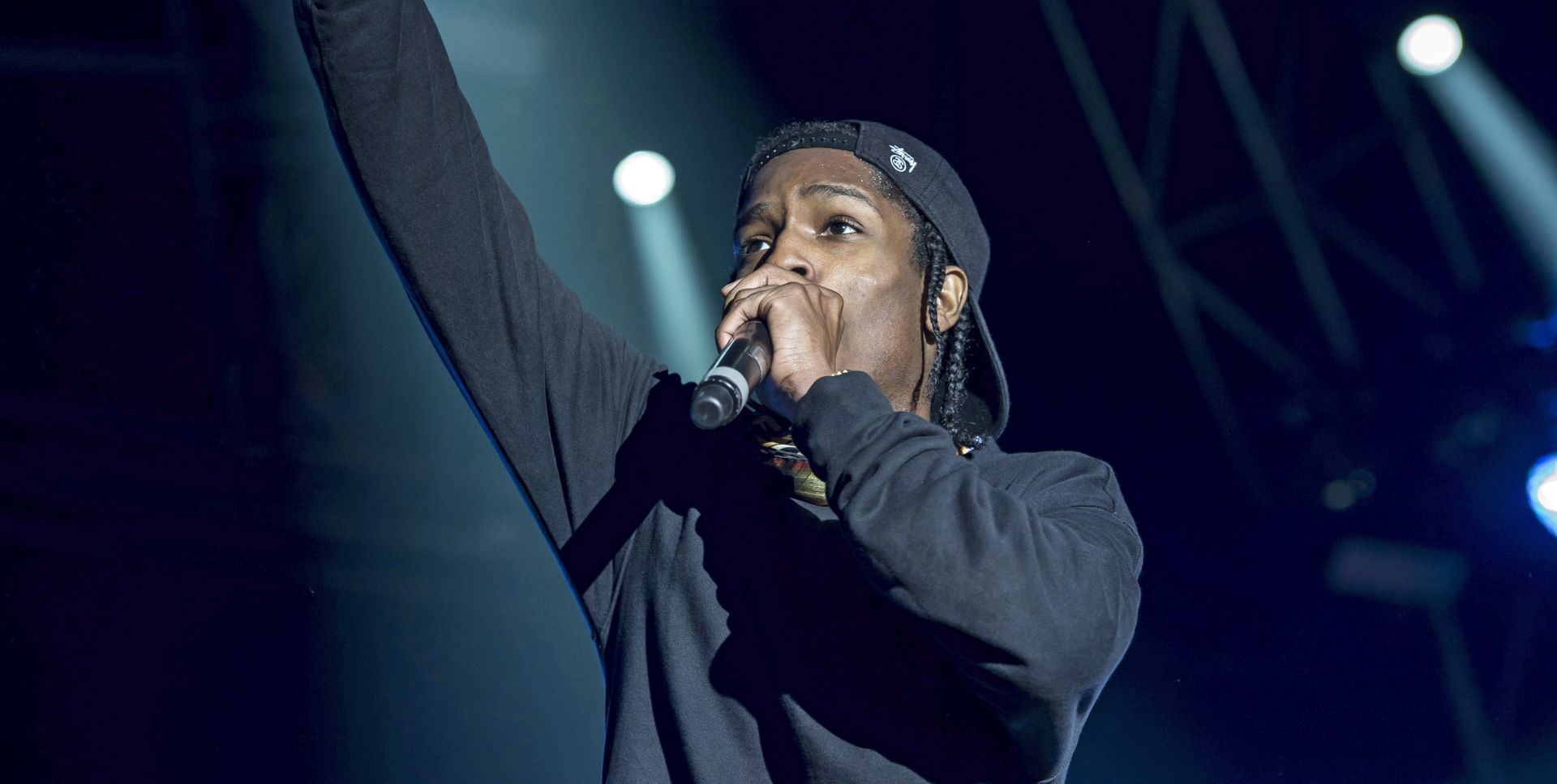 epa07772929 (FILE) - US rapper Rakim Mayers alias Asap Rocky performs on stage at the Openair Frauenfeld music festival, Switzerland, 12 July 2013 (reissued 14 August 2019) The Stockholm District Court on 14 August 2019 found US rapper ASAP Rocky guilty of assault and gave him a suspended sentence. ASAP Rocky was detained in Stockholm on 03 June and released at the conclusion of the trial on 02 August after which he left the country.  EPA/GIAN EHRENZELLER *** Local Caption *** 50916074