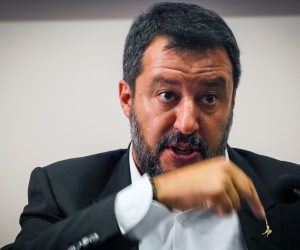 epa07774949 Italian Deputy Prime Minister and Interior Minister Matteo Salvini speaks to journalists at the end of a security conference in Castelvolturno, southern Italy, 15 August 2019.  EPA/CESARE ABBATE