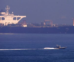 epa07775043 The Iranian oil supertanker Grace 1 is seen in the Strait of Gibraltar, southern Spain, 15 August 2019. According to reports, Gibraltar has released the impounded Iranian oil tanker which was held on the suspicion it was transporting crude oil to a refinery in Syria against EU sanctions. A Gibraltar court has ruled on the release of Grace 1, despite a last minute effort by the US government asking for further detention of the supertanker.  EPA/A.CARRASCO RAGEL