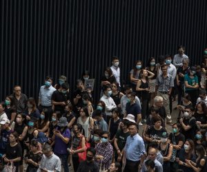 epa07787288 Accountants and activists gather during a demonstration in support of the pro-democracy movement, in Hong Kong, China, 23 August 2019. Accountants urged the government to respond to the demands of the ongoing protest movement. Hong Kong has been engulfed in protests since early June that were started by the now-suspended extradition bill but have since developed into an anti-government movement.  EPA/ROMAN PILIPEY