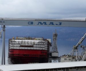 04.01.2018., Rijeka - Gradnja broda na navozu u brodogradilistu 3 maj.
Photo: Goran Kovacic/PIXSELL