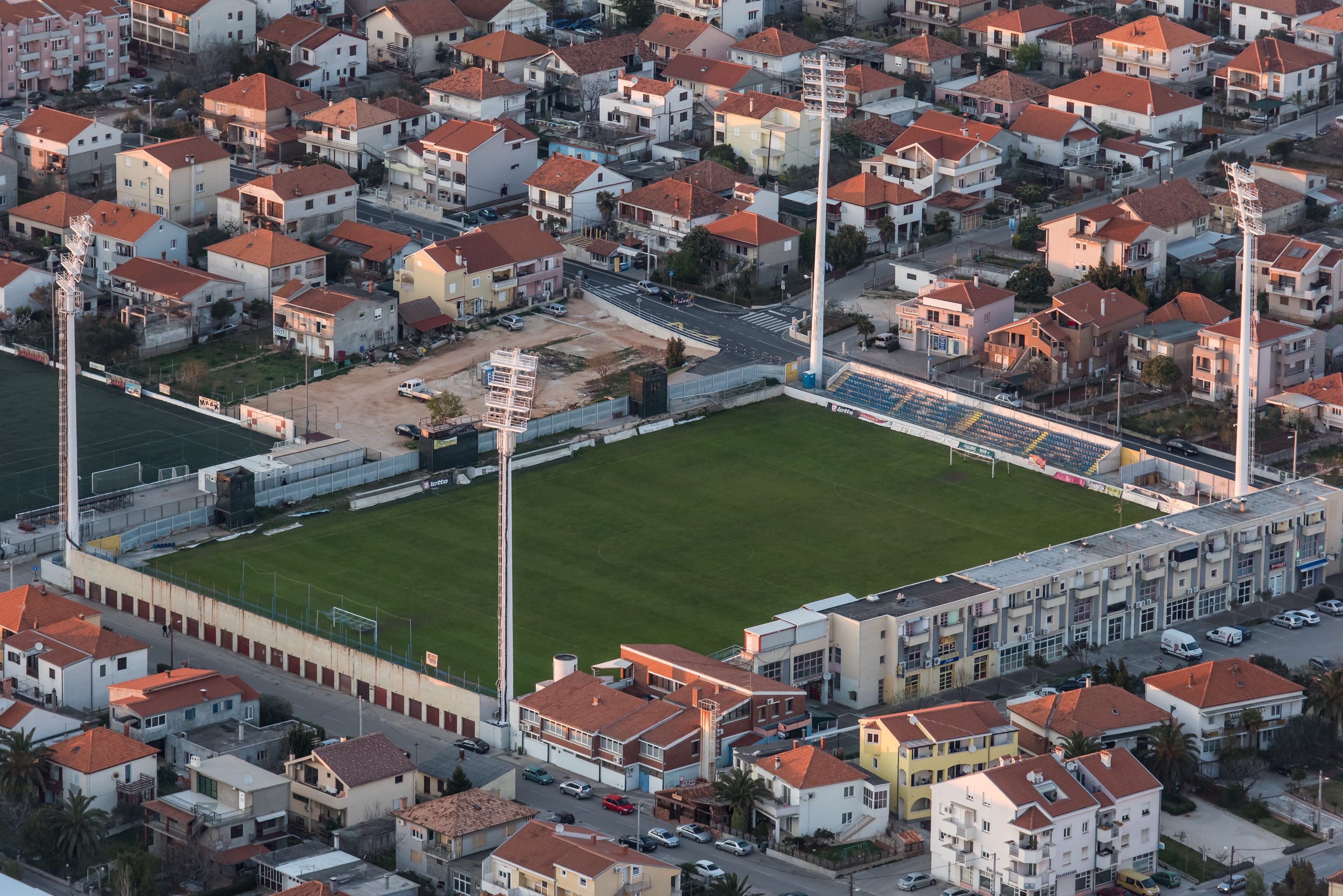 07.04.2015., Zadar - Zadar iz zraka u zalazak sunca. Stadion na Stanovima. 
Photo: Dino Stanin/PIXSELL