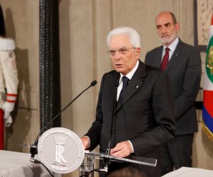 Italian President Sergio Mattarella holds consultations on political crisis in Rome Italian President Sergio Mattarella speaks to the media following a day of consultations at the Presidential Palace in Rome, Italy, August 22, 2019. REUTERS/Remo Casilli REMO CASILLI