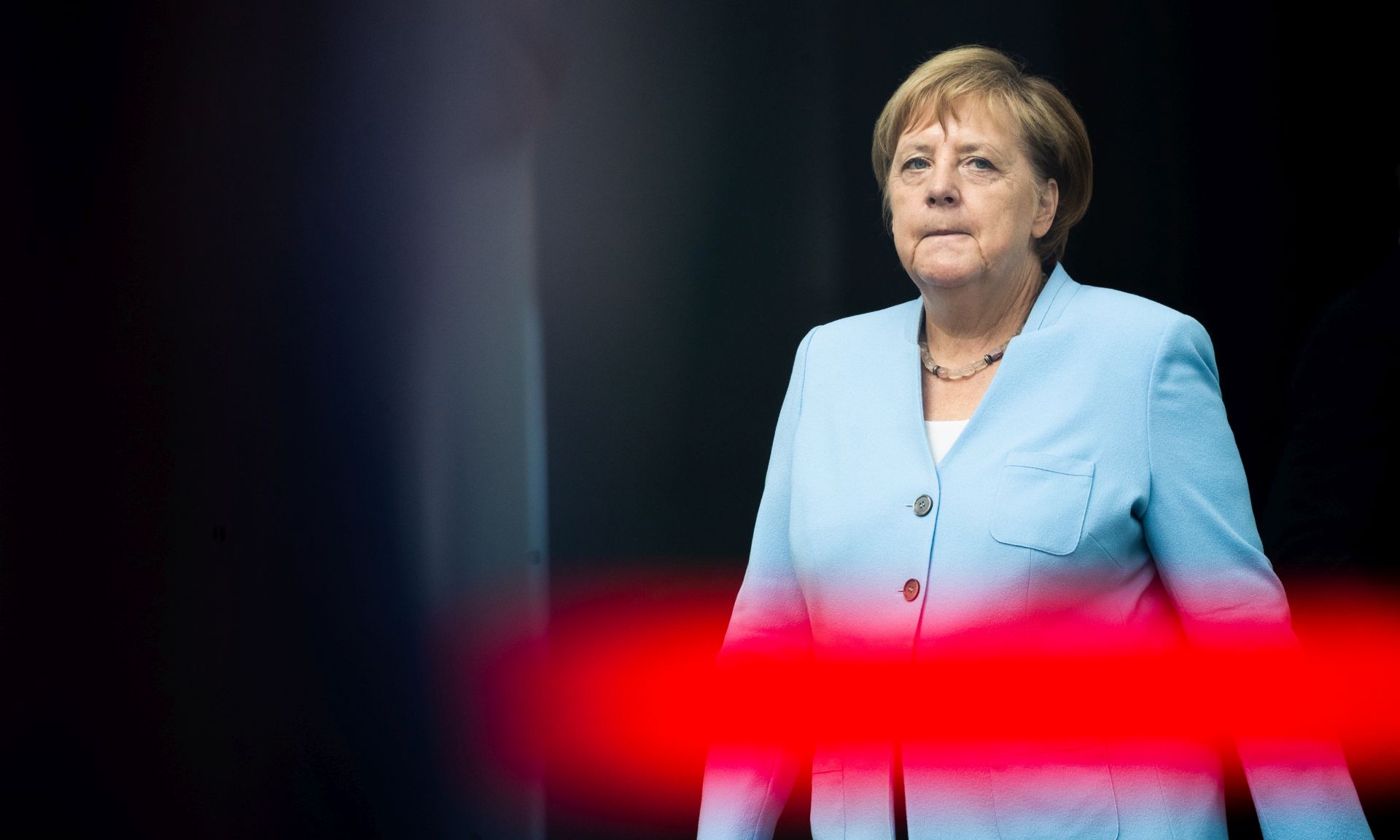 epa07772775 German Chancellor Angela Merkel prior to a reception with military honors at the Chancellery in Berlin, Germany, 14 August 2019. President of the Republic of Lithuania, Gitanas Nauseda visits the German capital to discuss bilateral issues.  EPA/HAYOUNG JEON