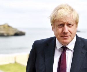 epa07792189 Britain's Prime Minister Boris Johnson during a TV interview ahead of bilateral meetings as part of the G7 summit in Biarritz, France, 25 August 2019. The G7 Summit runs from 24 to 26 August in Biarritz.  EPA/NEIL HALL / POOL