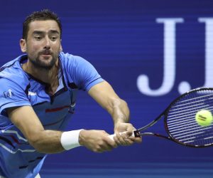 epa07803369 Marin Cilic of Croatia in action against Marcel Stebe of Germany during a match on the fourth day of the US Open Tennis Championships the USTA National Tennis Center in Flushing Meadows, New York, USA, 29 August 2019. The US Open runs from 26 August through to 08 September 2019.  EPA/JASON SZENES