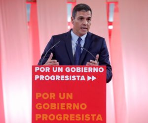 epa07814441 Spanish Prime Minister, Pedro Sanchez, presents the socialist program for a progressive Government in Madrid, Spain, 03 September 2019. Sanchez presented the program to obtain enough votes from other political parties at Parliament to be invested Prime Minister later this month. Spain will be holding elections 10 November 2019 if Sanchez fails to obtain enough support for a new investiture in September.  EPA/Chema Moya