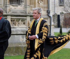epa07830297 (FILE) - A file photograph showing Speaker of the House of Commons John Bercow (C) arriving at the west door of Canterbury Cathedral, in the county of Kent, south east England for the Archbishop of Canterbury Justin Welby's inauguration service, 21 March 2013 (reissued 09 September 2019). Reports on 09 September 3019 state John Bercow will step down from his post on 31 October 2019 as speaker of the parliament, unless general elections in UK are held before that date.  EPA/ANDY RAIN *** Local Caption *** 51940858