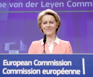 epa07832033 European Commission President-elect Ursula von der Leyen holds a press conference announcing her future team, at the European Commission in Brussels, Belgium, 10 September 2019. Von der Leyen, who will assume office on 01 November 2019, made public the assignments of all the portfolios to the Commissioners-designate (2019-2024).  EPA/OLIVIER HOSLET
