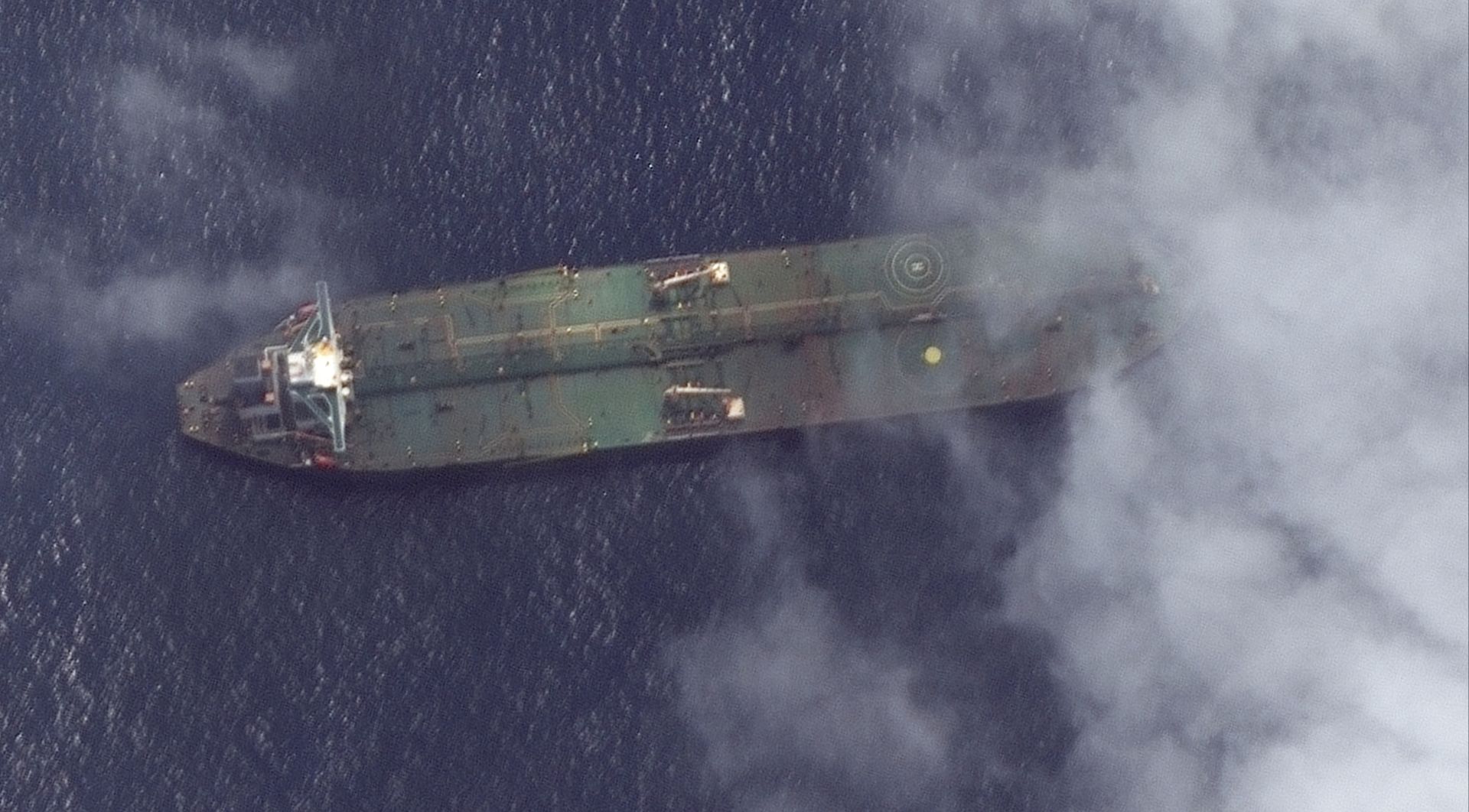 epa07832775 A satellite photo made available by MAXAR Technologies on 07 September 2019 shows a satellite image of the Adrian Darya-1 oil tanker off the coast of Tartus, Syria, 06 September 2019 (reissued 10 September 2019). Reports on 10 September 2019 state British government has summoned Iran's ambassador to comdemn Iranian oil tanker 'Adrian Darya 1', loaded with some 2.1 million barrels of oil and formerly know as the 'Grace 1', delivering its oil to Syria. The British Foreign Minister Dominic Raab said 'Iran has shown complete disregard for its own assurances over Adrian Darya 1. Raab further said 'This sale of oil to (Syrian President Bashar al-Assad’s) brutal regime is part of a pattern of behaviour by the Government of Iran designed to disrupt regional security'.  EPA/SATELLITE IMAGE ©2019 MAXAR TECHNOLOGIES / HANDOUT (Satellite image © 2018 DigitalGlobe, a Maxar company) The watermark may not be removed/cropped. HANDOUT EDITORIAL USE ONLY/NO SALES