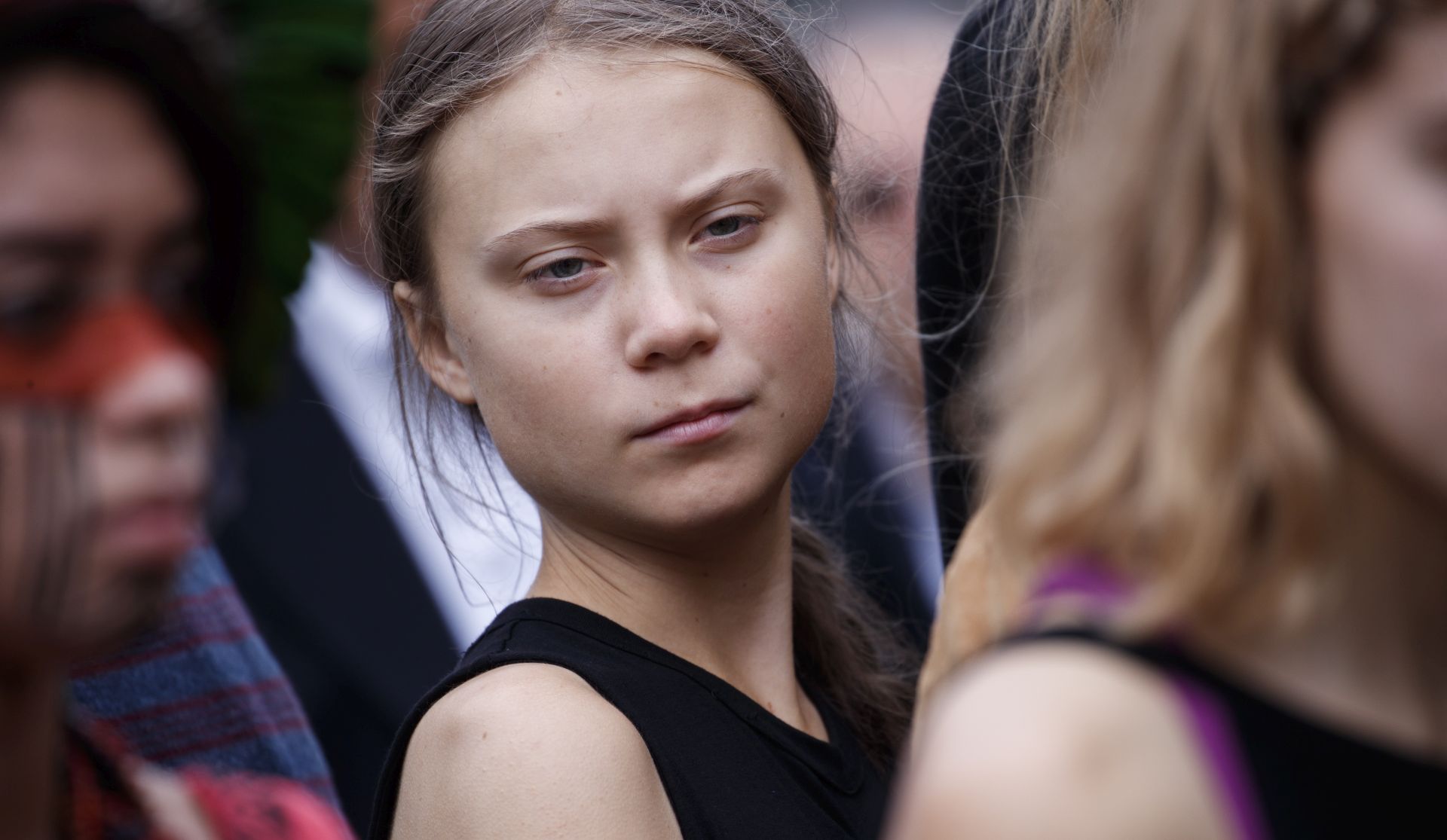 epa07848814 Greta Thunberg, the 16 year old climate change activist from Sweden, attends a Senate Climate Change Task Force press conference at the US Capitol in Washington, DC, USA, 17 September 2019. The press conference kicks off a week of activities culminating in a climate strike Friday, 20 September, in which workers and students around the world will walk out to demand more action to fight global warming.  EPA/SHAWN THEW