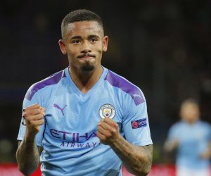 epa07852062 Gabriel Jesus of Manchester celebrates after scoring the 3-0 lead during the UEFA Champions League group C soccer match between Shakhtar Donetsk and Manchester City in Kharkiv, Ukraine, 18 September 2019.  EPA/SERGEY DOLZHENKO