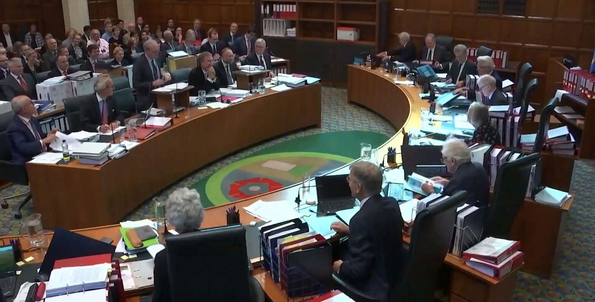 epa07852885 A handout screengrab made available by the Supreme Court of the United Kingdom shows court proceedings on the third day of a hearing on the prorogation of British parliament, in London, Britain, 19 September 2019. The Supreme Court is to decided whether the suspension of parliament by British Prime Minister Boris Johnson was lawful.  EPA/SUPREME COURT / HANDOUT HANDOUT MANDATORY CREDIT: CROWN COPYRIGHT HANDOUT EDITORIAL USE ONLY/NO SALES